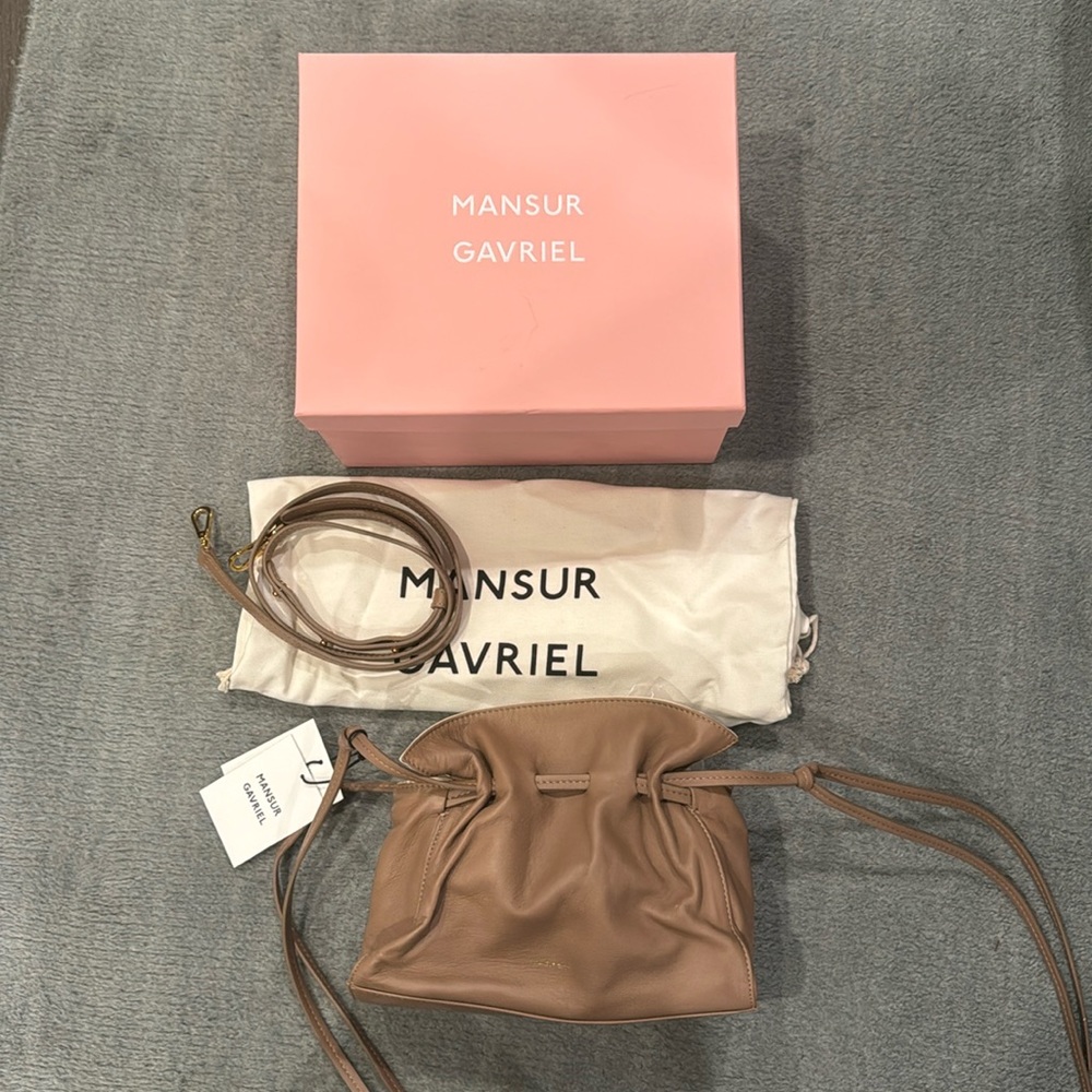 Mansur Gabriel mini Protea bag in tan, beige, neutral